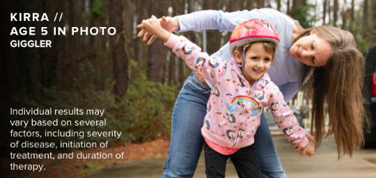 Kirra, age 5 in photo, roller skating. Has been treated with SPINRAZA for 6+ years and before SMA symptoms started.