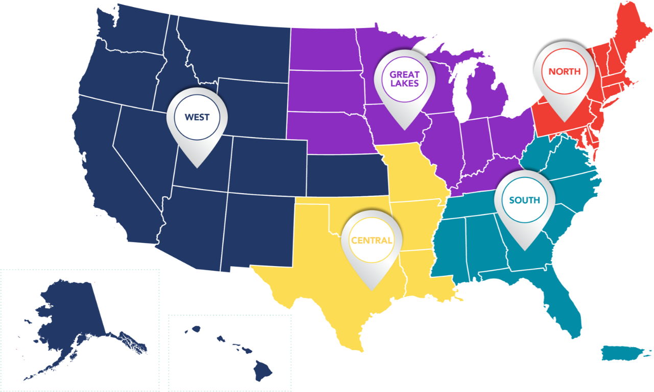 FAM Region Map of United States